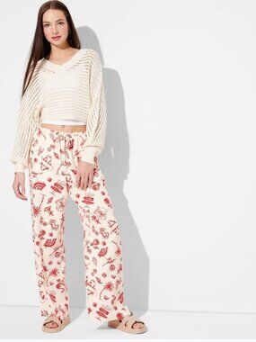 Wild Fable S Womens Pants Pull On Linen Relaxed Fit Red Seashell